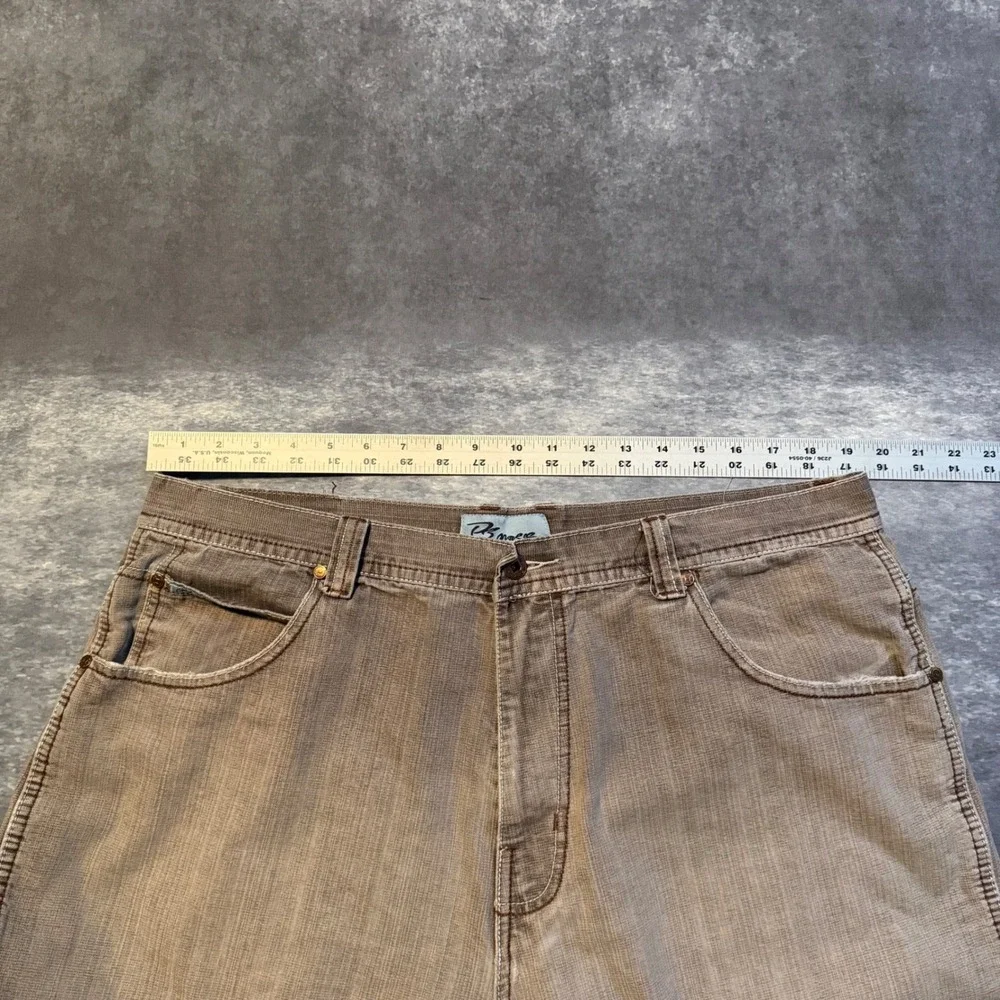 Y2K Mens Brown Denim Baggy Jean Shorts Size 40 Skater Hip Hop Cotton